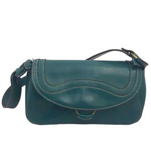 Blue Simulated Leather Shoulder Bag